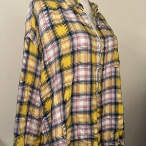 Yellow Plaid Oversized Flannel